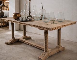 Mesa Roble Macizo Patas Salomónicas