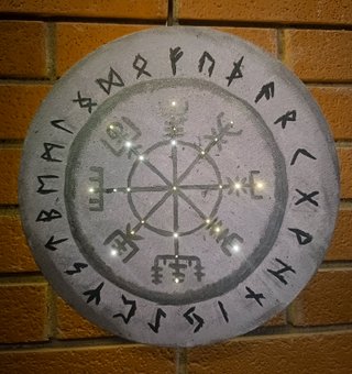 Vegvisir con cerchio runico, quadro con lucine
