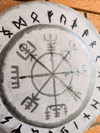 Vegvisir con cerchio runico, quadro con lucine