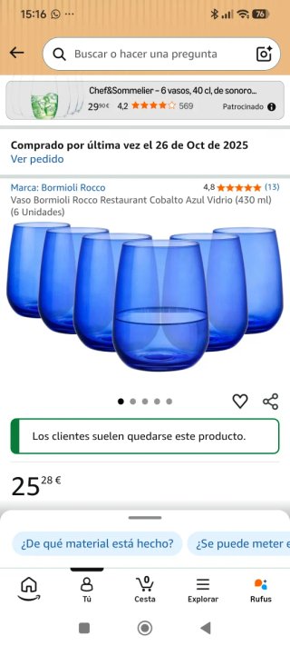 6 Vasos Bormioli Rocco Azules