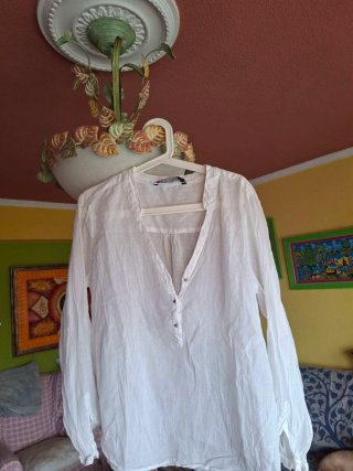 Blusa algodón transparente manga larga