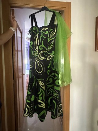 Vestido de fiesta negro y verde