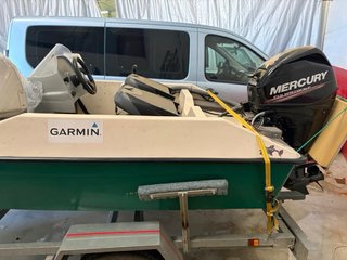 Barca fibra 3,80Mercury 25 CV 4T Power Trim