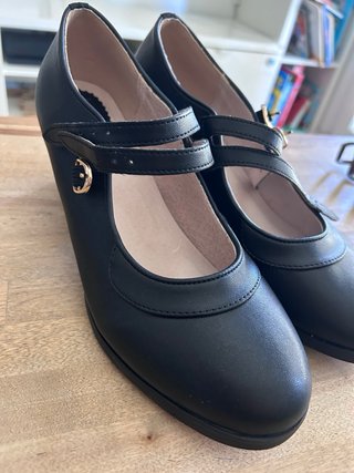 Zapatos Flamenco Negros Tacón Correa Hebilla