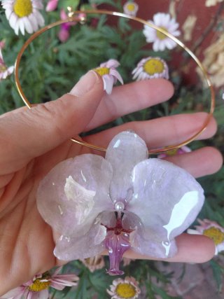 Collar Orquídea Resina Encapsulada
