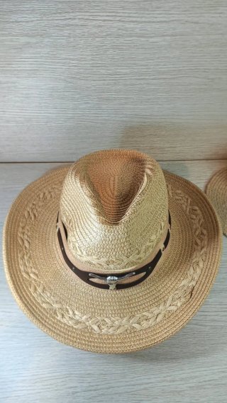 Sombrero Vaquero Paja Natural y Cuero