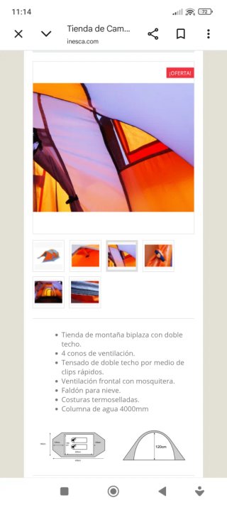 Tienda de campaña 2 personas 4 estaciones
