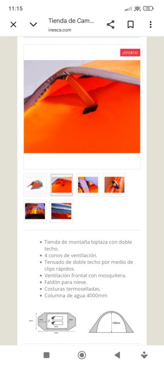 Tienda de campaña 2 personas 4 estaciones