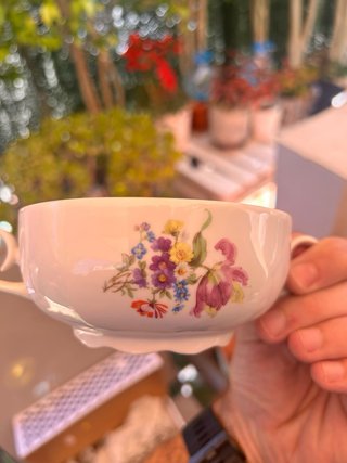 Juego consomé porcelana floral Santa Clara