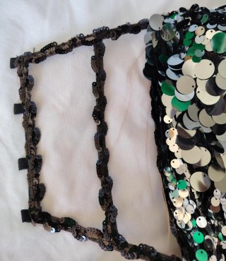 Corsé lentejuelas paillettes negro/plata Talla Úni