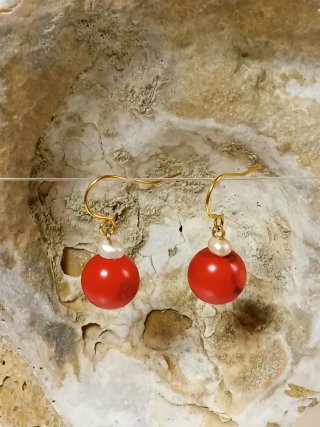 Pendientes Coral y Perlas Agua Dulce