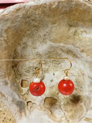 Pendientes Coral y Perlas Agua Dulce