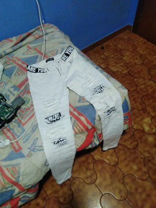 Pantalón vaquero blanco Ripped Talla S