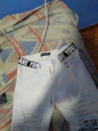 Pantalón vaquero blanco Ripped Talla S