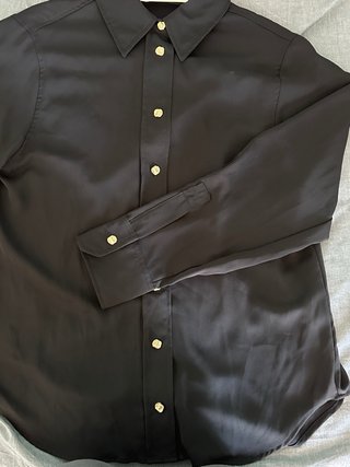 Camisa Zara Negra Botones Dorados