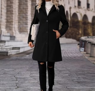 Abrigo negro mujer de paño