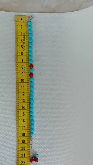 Bracciale argento pallini turchese e corallo