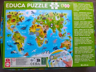Puzzle Educa 150 piezas Mapa del Mundo Animales