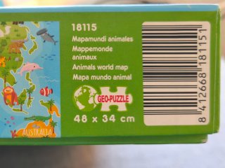 Puzzle Educa 150 piezas Mapa del Mundo Animales