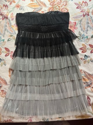 Vestido de fiesta degradado negro y gris