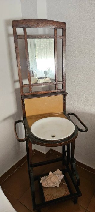 Palanganero antiguo madera espejo lavabo