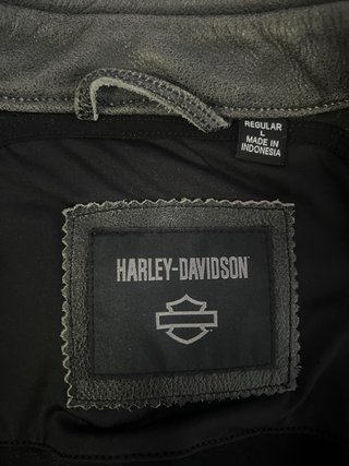Chaqueta Cuero Harley Davidson Negra y Dorada