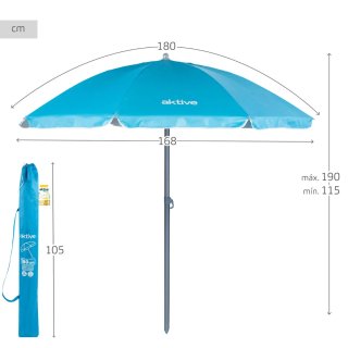 Sombrilla Playa Aktive Ø180 cm UV50 Azul