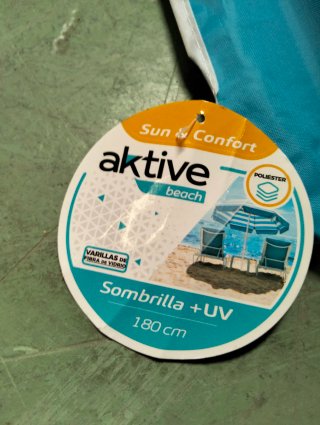 Sombrilla Playa Aktive Ø180 cm UV50 Azul