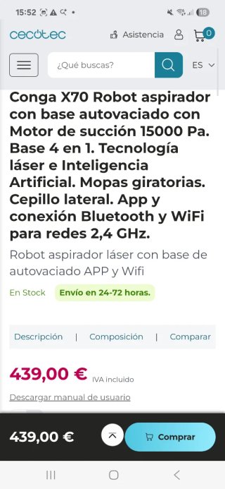 Cecotec Conga X70 Robot Aspirador