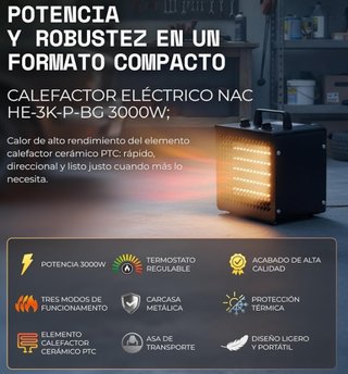 Calefactor Cerámico Eléctrico 3000W