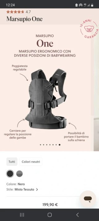 Marsupio Babybjorn One nero