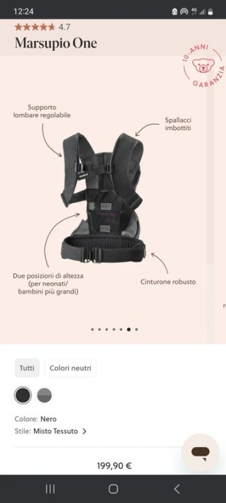 Marsupio Babybjorn One nero