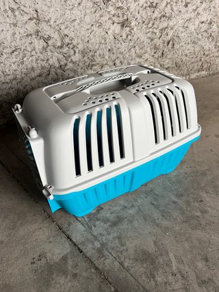 Transportín perro/gato azul y blanco
