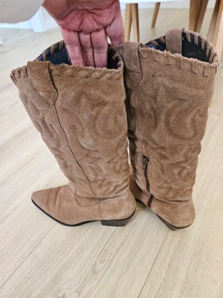Botas Cowboy Luisa Toledo Piel Serraje Marrón