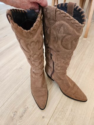 Botas Cowboy Luisa Toledo Piel Serraje Marrón