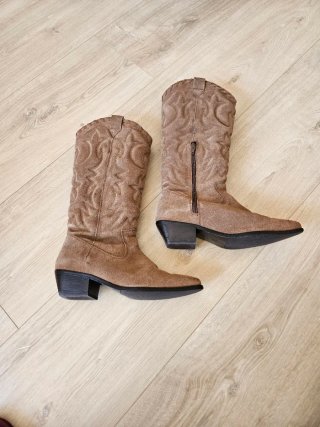 Botas Cowboy Luisa Toledo Piel Serraje Marrón