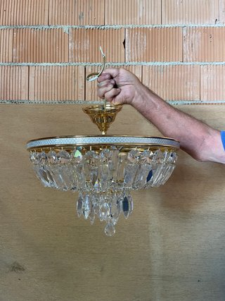 Lámpara Techo Cristal y Dorado Clásica