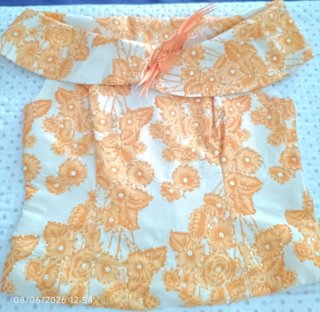 Top fiesta floral naranja y beige con lentejuelas