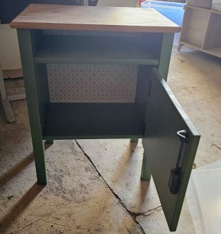 Mesita Noche Ikea Verde Madera + Espejo decorativo