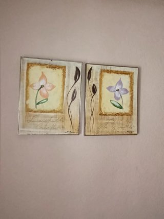 Juego 2 cuadros florales decorativos