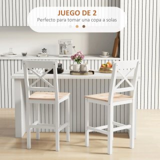Taburetes Altos Cocina Madera y Metal (2 uds)