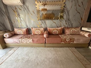 Sofá Marroquí Beige y Dorado