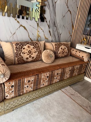 Sofá Marroquí Beige y Dorado