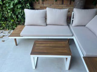 Sofá de exterior 4 plazas beige/marrón