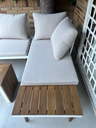 Sofá de exterior 4 plazas beige/marrón