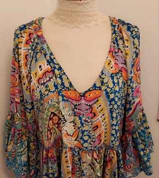 Vestido estampado volantes talla única