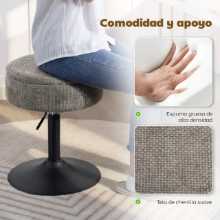 Taburete de Bar Ajustable Gris y Negro
