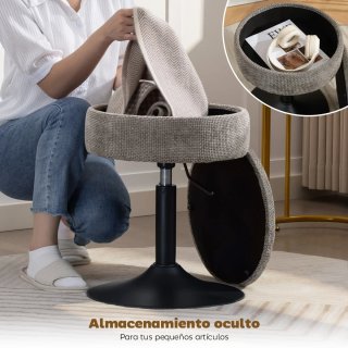Taburete de Bar Ajustable Gris y Negro