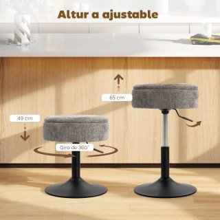 Taburete de Bar Ajustable Gris y Negro