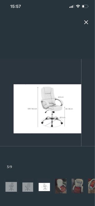 Sillón de oficina blanco y plateado